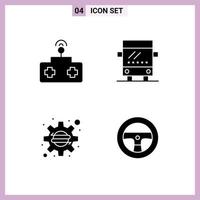 Modern Set of 4 Solid Glyphs and symbols such as baby settings toy travel steering Editable Vector Design Elements