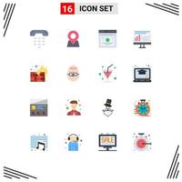 16 iconos creativos, signos y símbolos modernos de diseño de programación, codificación de pines, enlaces rápidos, paquete editable de elementos de diseño de vectores creativos