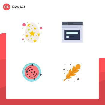 4 Universal Flat Icons Set for Web and Mobile Applications easter univers star egg web health Editable Vector Design Elements