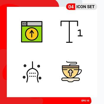 Set of 4 Modern UI Icons Symbols Signs for upload thanksgiving design superscript turkey Editable Vector Design Elements
