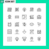 25 User Interface Line Pack of modern Signs and Symbols of programming com report code education Editable Vector Design Elements