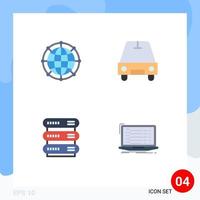 Pack of 4 creative Flat Icons of data data network passenger storage Editable Vector Design Elements