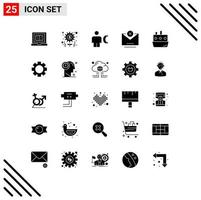 Pack of 25 Modern Solid Glyphs Signs and Symbols for Web Print Media such as boat close avatar cancel info Editable Vector Design Elements