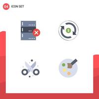 Group of 4 Modern Flat Icons Set for cancel cut circulation market scissor Editable Vector Design Elements