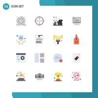 Universal Icon Symbols Group of 16 Modern Flat Colors of diagram business sport analytics wellness Editable Pack of Creative Vector Design Elements