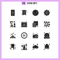 Solid Glyph Pack of 16 Universal Symbols of home development biology design browser Editable Vector Design Elements