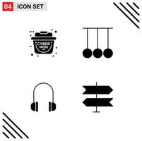 4 Universal Solid Glyph Signs Symbols of basket support competition sport location Editable Vector Design Elements