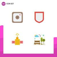 4 Thematic Vector Flat Icons and Editable Symbols of instagram bench protection gps park Editable Vector Design Elements