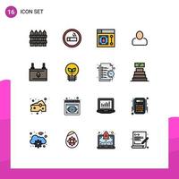 Mobile Interface Flat Color Filled Line Set of 16 Pictograms of ecology battery web user administrator Editable Creative Vector Design Elements