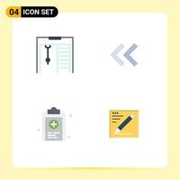 Mobile Interface Flat Icon Set of 4 Pictograms of competition test arrow clipboard pencil Editable Vector Design Elements