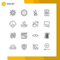 Pack of 16 Modern Outlines Signs and Symbols for Web Print Media such as sail complete no cloud business reporting Editable Vector Design Elements