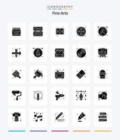 Creative Fine Arts 25 Glyph Solid Black icon pack  Such As text. paint. movie. arts. real vector