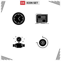 paquete de líneas vectoriales editables de 4 glifos sólidos simples de herramientas texto de diseño de fontanero cuenta regresiva elementos de diseño vectorial editables vector