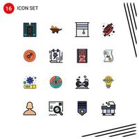 Universal Icon Symbols Group of 16 Modern Flat Color Filled Lines of solution cake tools bread rollers Editable Creative Vector Design Elements