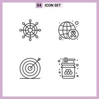 4 Universal Filledline Flat Colors Set for Web and Mobile Applications helm marketing awareness world bee Editable Vector Design Elements