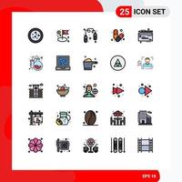 conjunto de 25 iconos de interfaz de usuario modernos símbolos signos para matraz cheaque saltar cuerda dinero músculo elementos de diseño vectorial editables vector