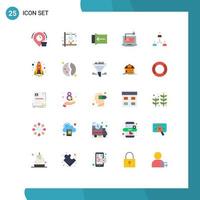 User Interface Pack of 25 Basic Flat Colors of company laptop gesture key computer Editable Vector Design Elements
