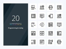 20 Programming And Coding Outline icon for presentation vector