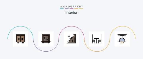 paquete de iconos de 5 planos llenos de línea interior que incluye lámpara. mueble. piso. decoración. interior vector