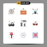 9 iconos creativos signos y símbolos modernos de formas de presentación promoción persona empleado elementos de diseño vectorial editables vector