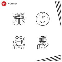 Set of 4 Modern UI Icons Symbols Signs for modem medal gauge award global Editable Vector Design Elements