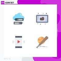 Pack of 4 creative Flat Icons of chat loudspeaker cloud meat speaker Editable Vector Design Elements