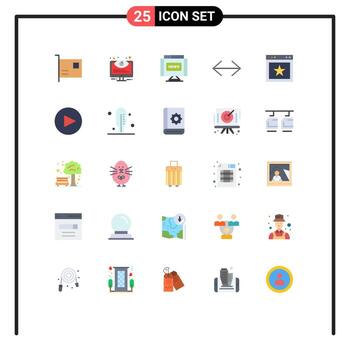 Editable Vector Line Pack of 25 Simple Flat Colors of right left options arrow journal Editable Vector Design Elements