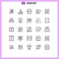 Stock Vector Icon Pack of 25 Line Signs and Symbols for cover book develop spa beauty Editable Vector Design Elements