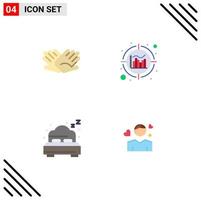 Flat Icon Pack of 4 Universal Symbols of charity beach helping data man Editable Vector Design Elements