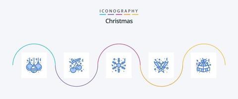 Christmas Blue 5 Icon Pack Including gift box. easter gift. flake. christmas gift. fallen vector