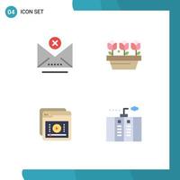 Modern Set of 4 Flat Icons and symbols such as block e email plant education Editable Vector Design Elements