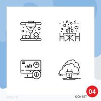 Universal Icon Symbols Group of 4 Modern Filledline Flat Colors of printing graph dinner table cloud Editable Vector Design Elements