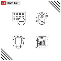 Stock Vector Icon Pack of 4 Line Signs and Symbols for computers celebration hardware child party Editable Vector Design Elements