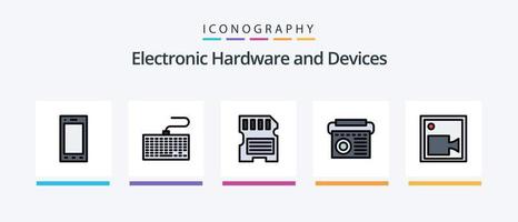 Devices Line Filled 5 Icon Pack Including camera. wireless. devices. mouse. apple. Creative Icons Design vector