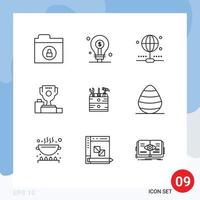 Universal Icon Symbols Group of 9 Modern Outlines of box goblet connection cup ceremony Editable Vector Design Elements