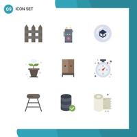 Pack of 9 creative Flat Colors of things iot camping internet learning Editable Vector Design Elements