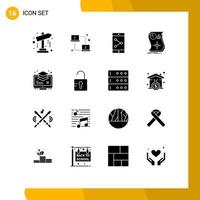 Mobile Interface Solid Glyph Set of 16 Pictograms of layer responsive app share response love Editable Vector Design Elements