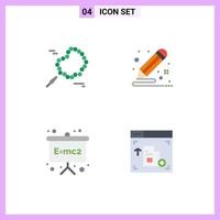 Pack of 4 Modern Flat Icons Signs and Symbols for Web Print Media such as bead emc color draw physics formula Editable Vector Design Elements