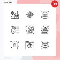 Set of 9 Modern UI Icons Symbols Signs for social media facebook lotus clean bath soap Editable Vector Design Elements