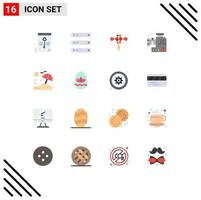 16 Thematic Vector Flat Colors and Editable Symbols of meat mixer meat chopper network food mincer chinese Editable Pack of Creative Vector Design Elements