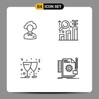 Pictogram Set of 4 Simple Filledline Flat Colors of outsource graph management resource beer Editable Vector Design Elements