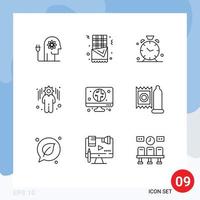 Stock Vector Icon Pack of 9 Line Signs and Symbols for economy digital alarm setting business Editable Vector Design Elements