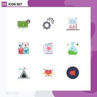 User Interface Pack of 9 Basic Flat Colors of card elements analytics table graph Editable Vector Design Elements