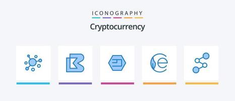 Cryptocurrency Blue 5 Icon Pack Including coin. crypto currency. emercoin. crypto. earth coin. Creative Icons Design vector