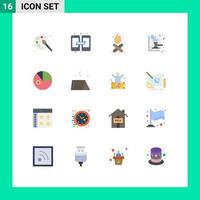 Set of 16 Modern UI Icons Symbols Signs for analysis law bonfire document auction Editable Pack of Creative Vector Design Elements