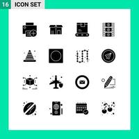 User Interface Pack of 16 Basic Solid Glyphs of bumper movie reel shopping film stip shipping Editable Vector Design Elements