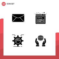 User Interface Solid Glyph Pack of modern Signs and Symbols of mail seo message wireframe cog Editable Vector Design Elements