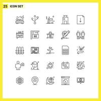 25 iconos creativos, signos y símbolos modernos de cartera, exportación, apartamento, descarga, oficina, elementos de diseño vectorial editables vector