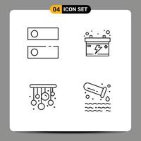 Modern Set of 4 Filledline Flat Colors and symbols such as dns chandeliers tools car pollution Editable Vector Design Elements