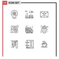 Pictogram Set of 9 Simple Outlines of diet food web holiday international horror Editable Vector Design Elements